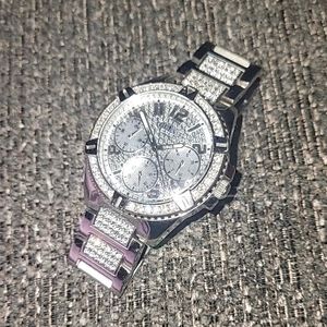 GUESS 40mm crystal embellished watch